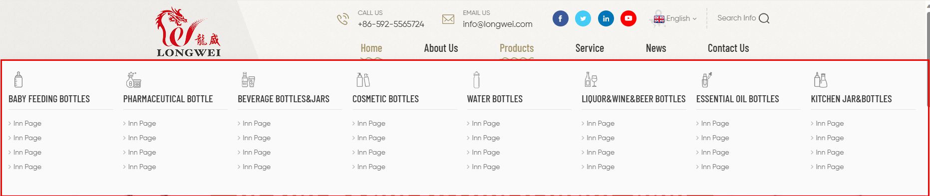 横排八列展示（图标+文字布局）——篇幅全屏铺满内容居中